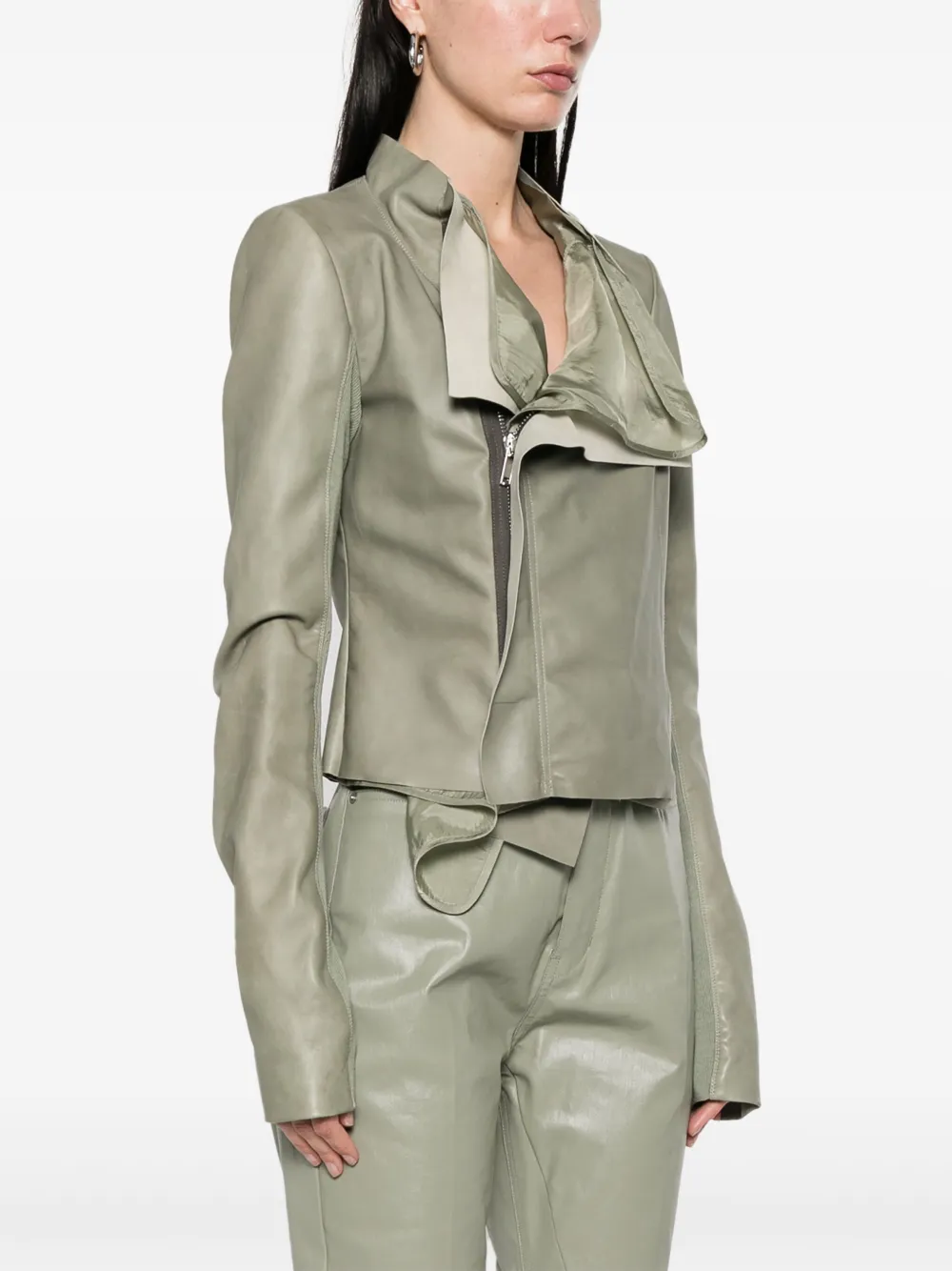 Rick Owens Bikerjack met lage hals Groen