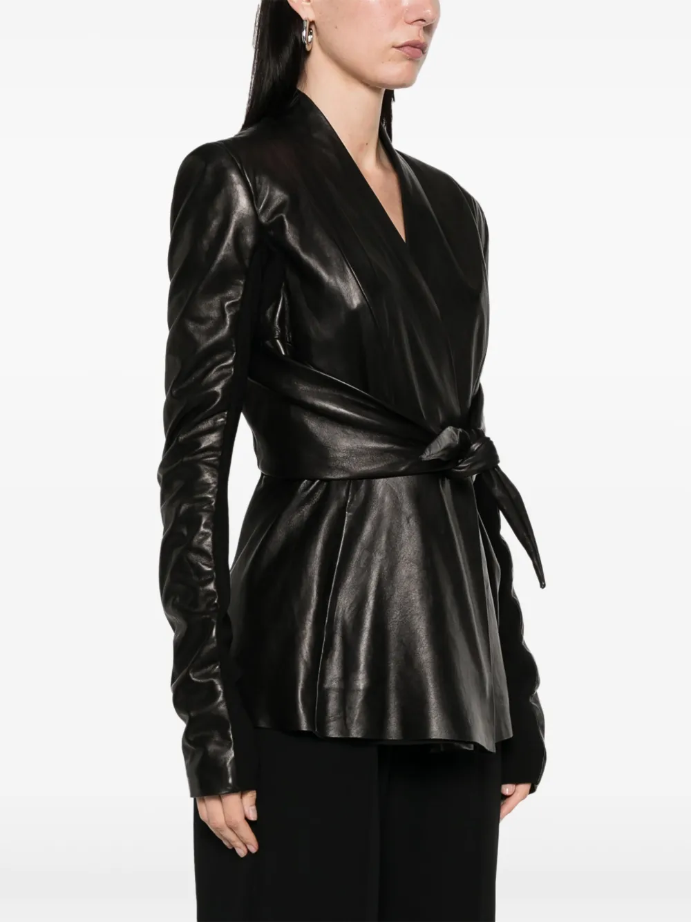 Rick Owens Strutter leren jack Zwart