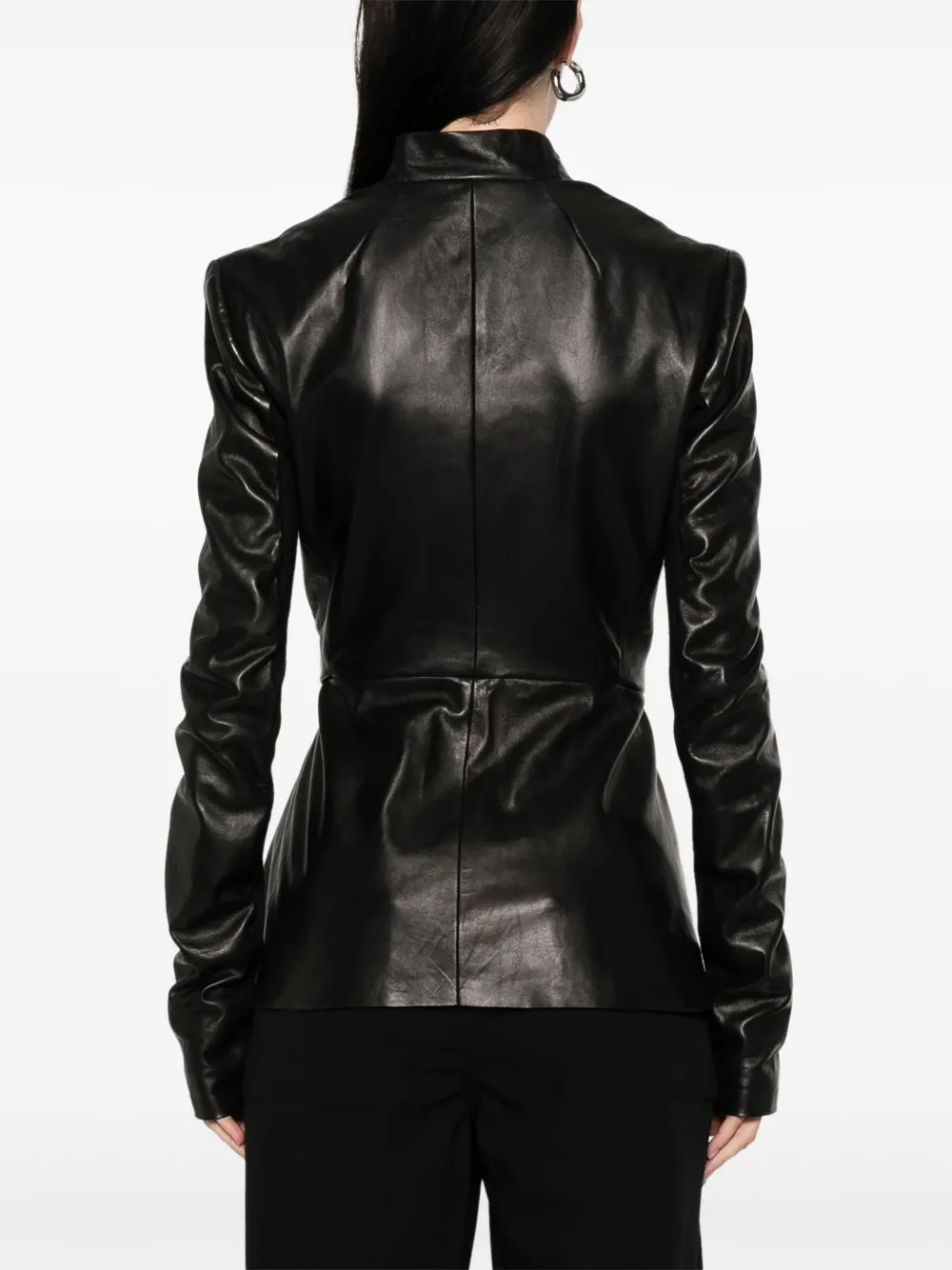 Rick Owens Strutter leren jack Zwart