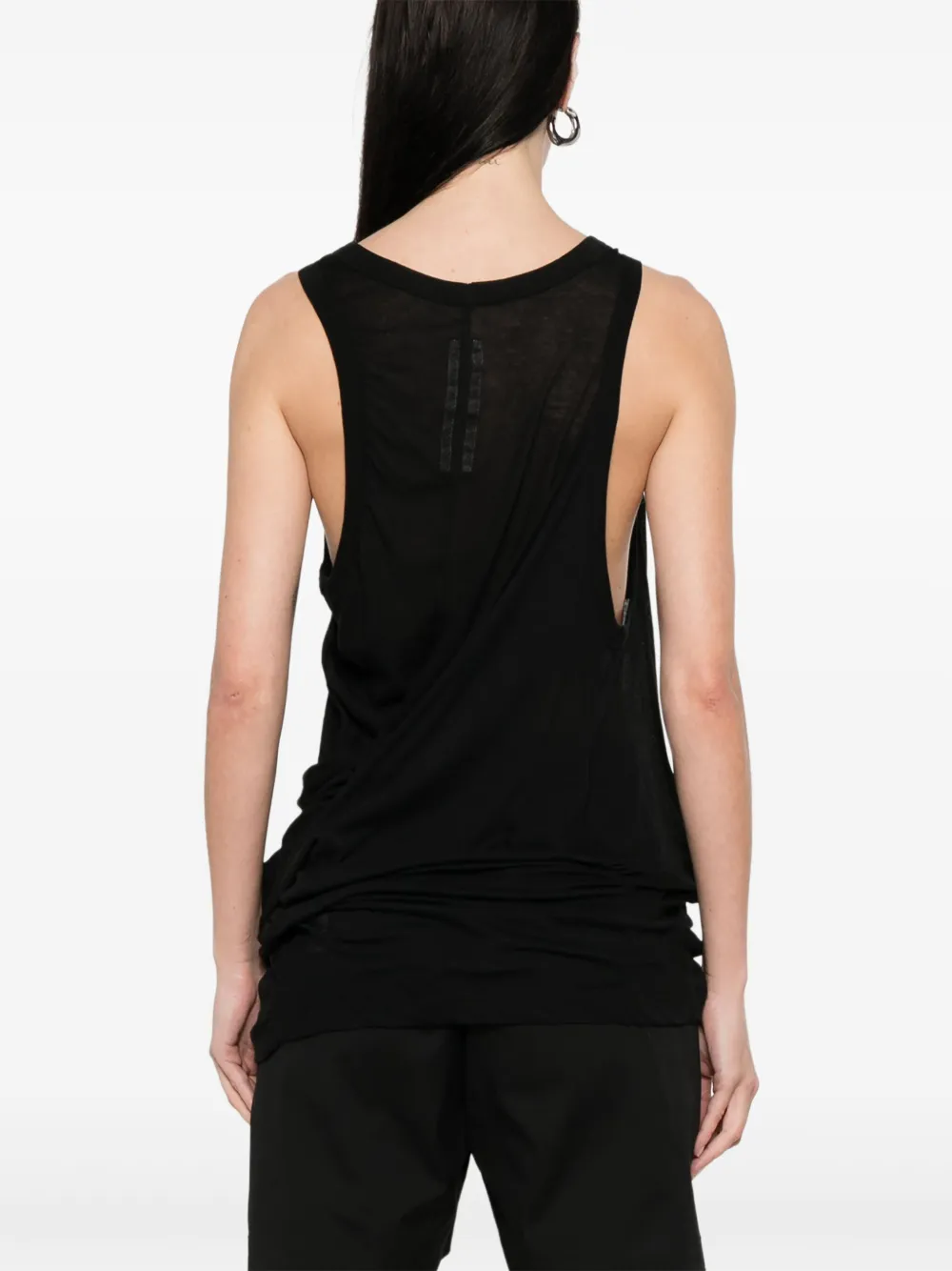 Rick Owens Draped Neck Sheer Sleeveless Top In Black