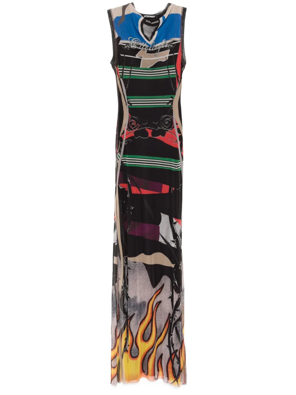 Ottolinger Maxi-jurk met mesh Zwart