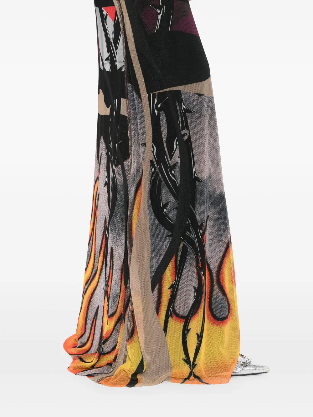Ottolinger Maxi-jurk met mesh Zwart