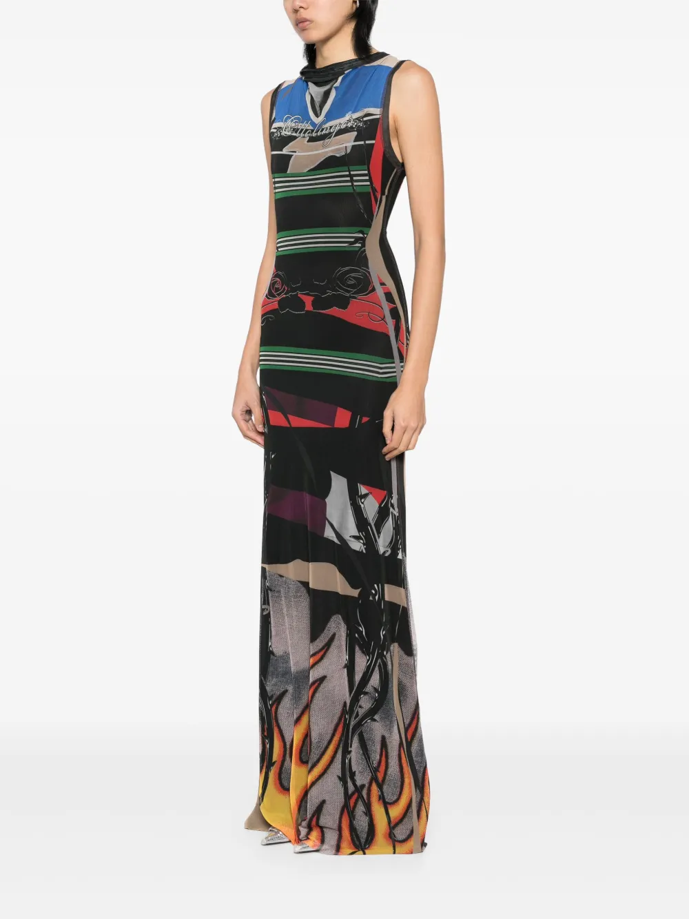 Ottolinger Maxi-jurk met mesh Zwart