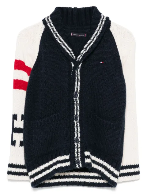 Tommy Hilfiger Junior cárdigan con logo en intarsia