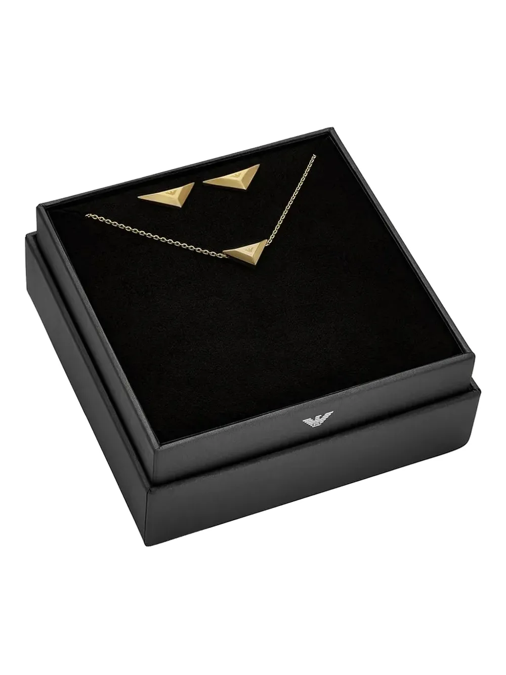 Emporio Armani Logo-pendant Jewellery Set In Gold