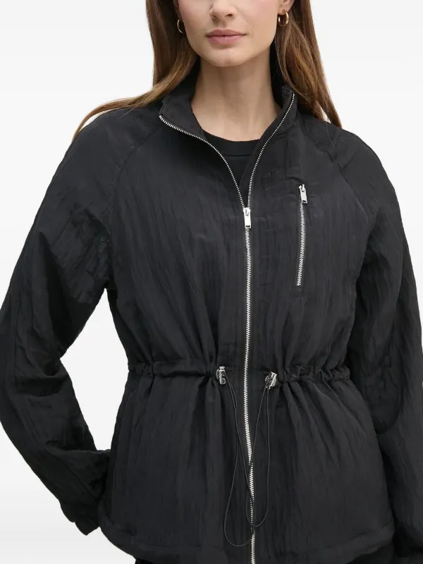 DKNY crinkled-effect zip-up Jacket Black FARFETCH AU