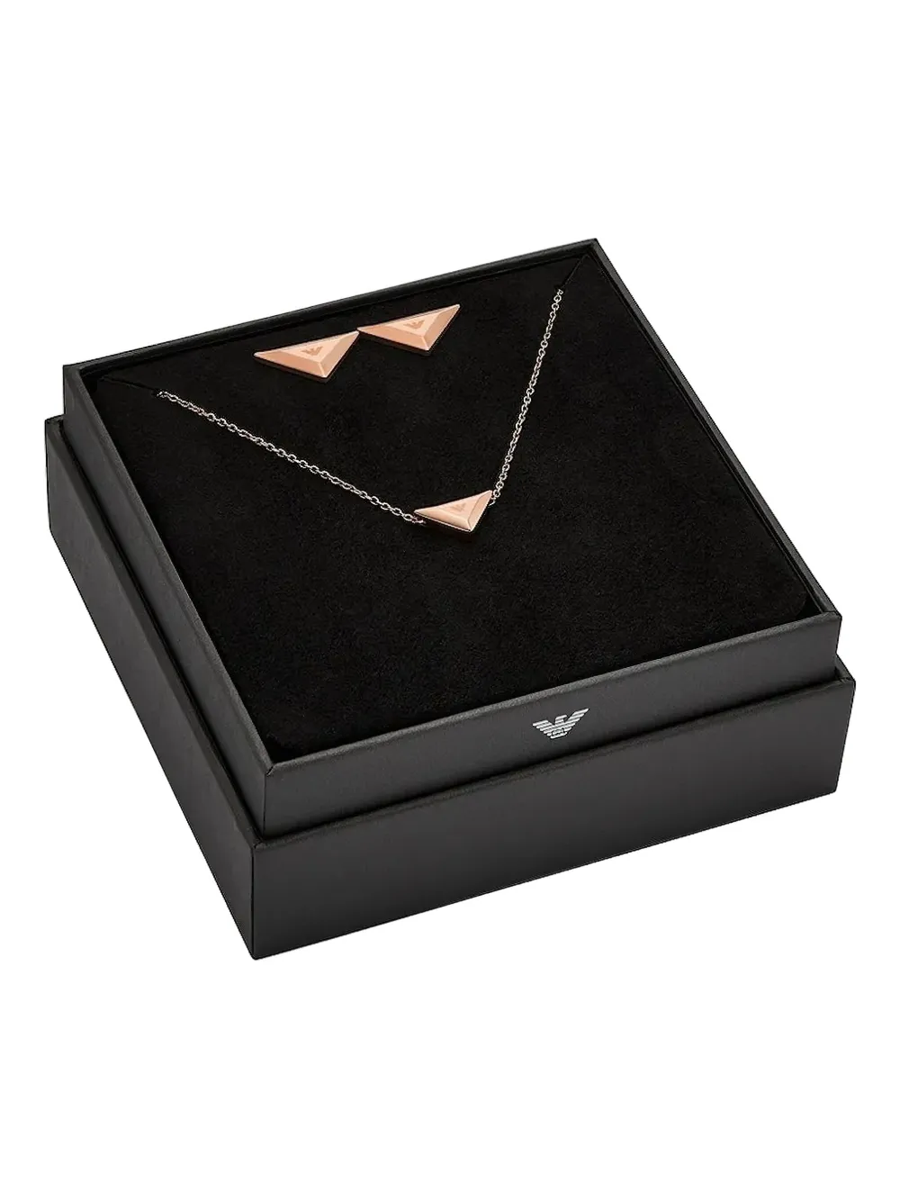 Emporio Armani Logo-pendant Jewellery Set In Pink
