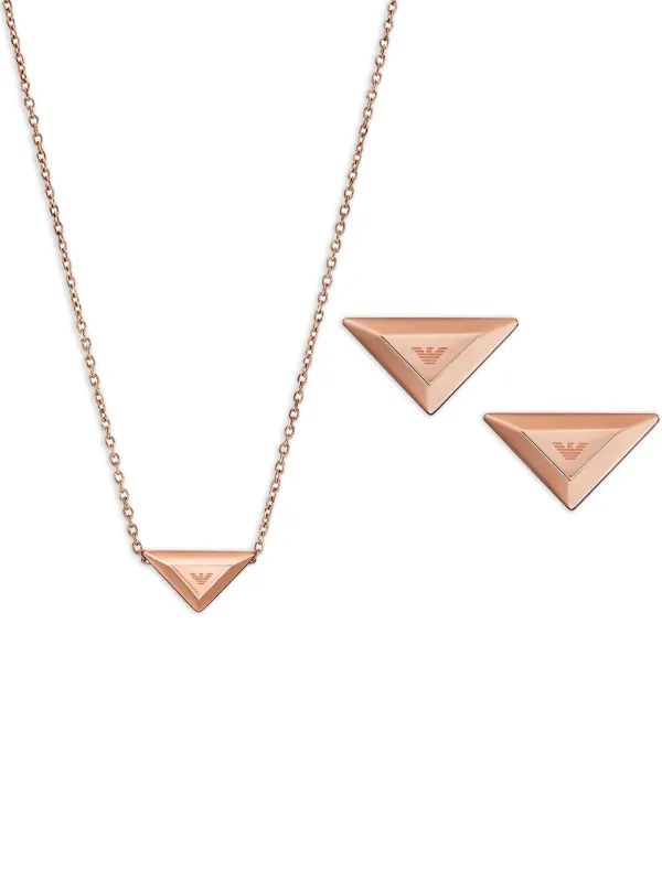 Emporio Armani Logo-pendant Jewellery Set in Pink