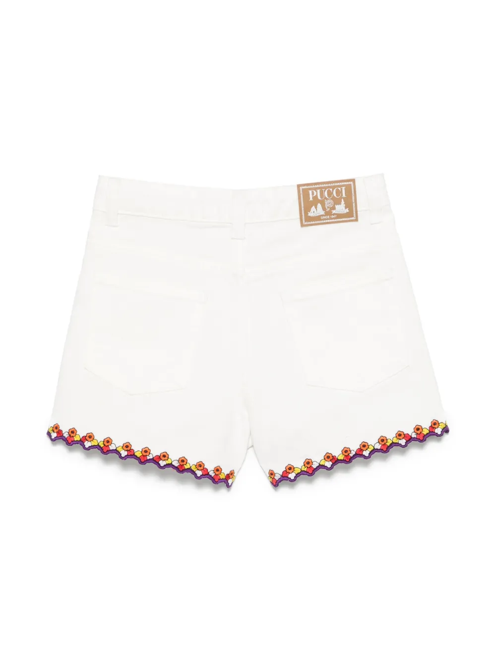 PUCCI Junior Shorts met geborduurde bloemen - Wit