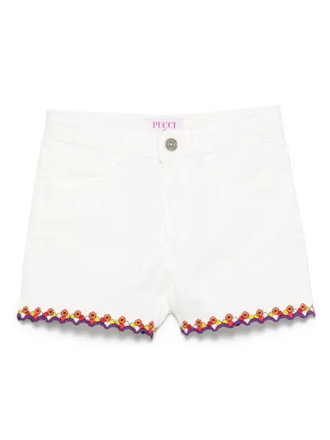 PUCCI Junior floral-embroidered shorts