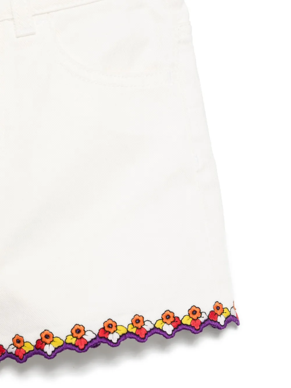 Shop Pucci Junior Floral-embroidered Shorts In White