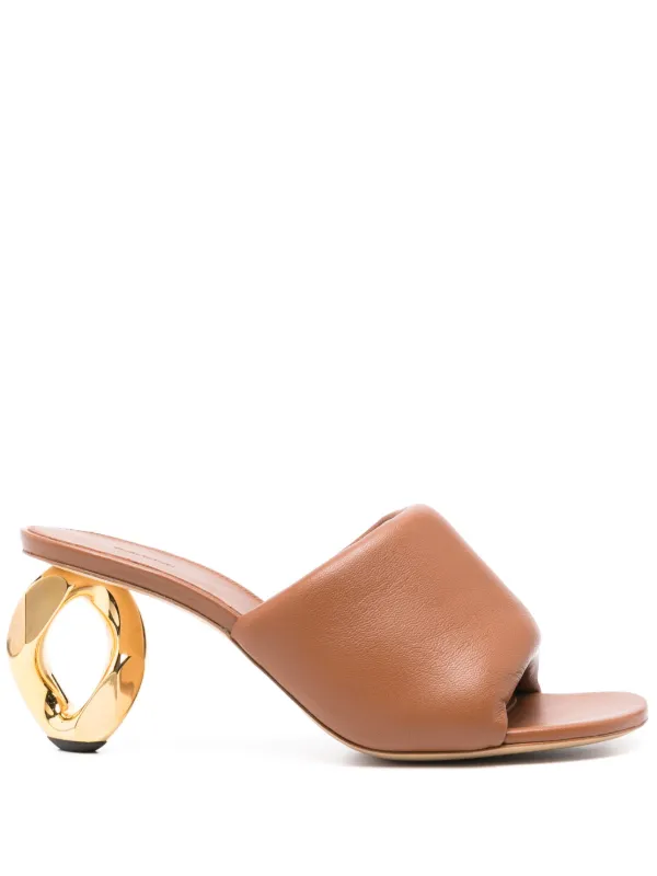 JW Anderson Chain-heel Leather Sandals | Brown | FARFETCH