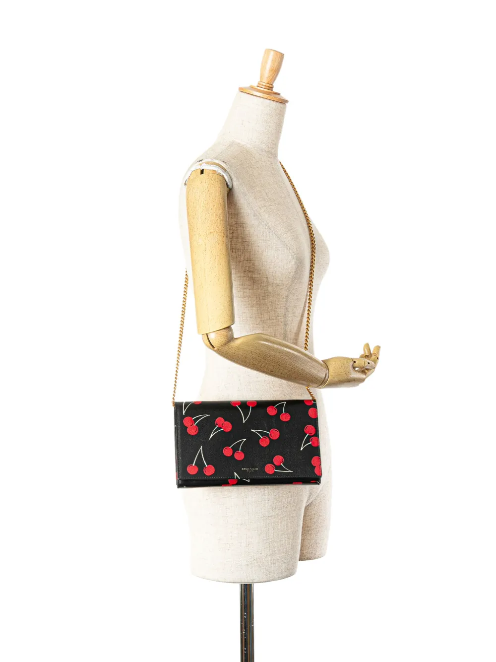 Saint Laurent Pre-Owned 2013-2024 Cherry Printed Leather Wallet on Chain crossbody bag - Zwart