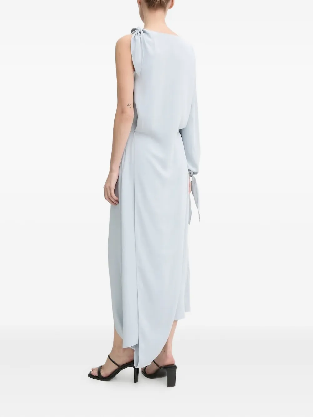 SAMSOE SAMSOE one-shoulder tie-cuff dress - Blauw
