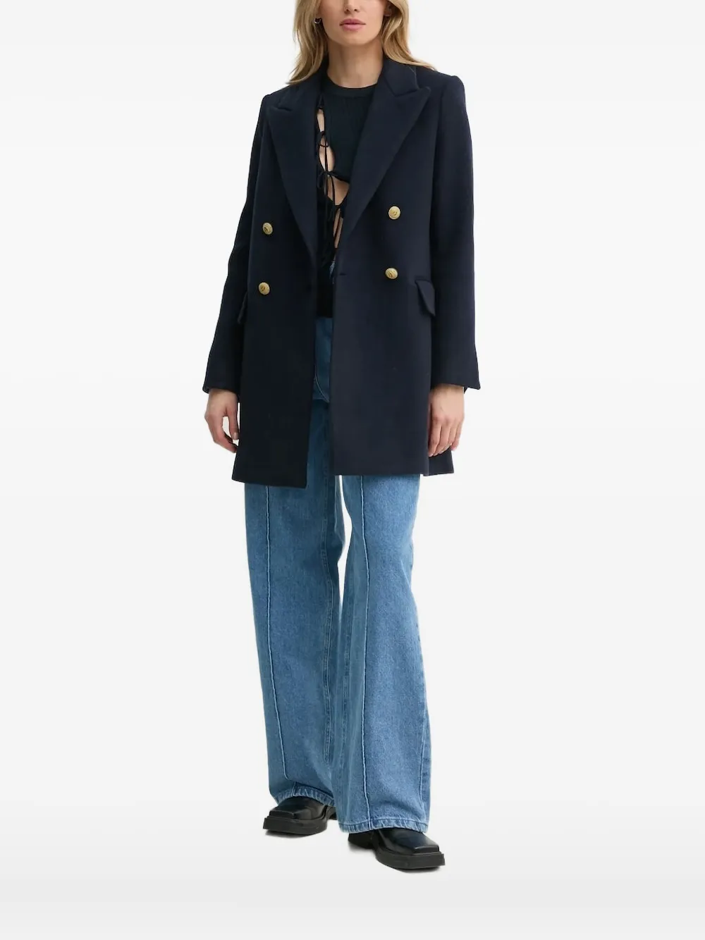 SAMSOE Salori tie-front sweater Blauw