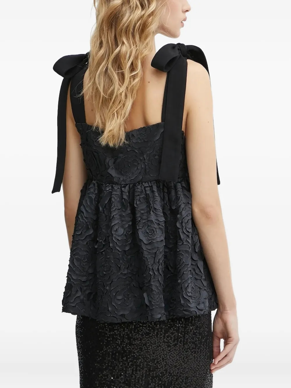 Stine Goya Blouse verfraaid met bloemen en strikdetail Zwart