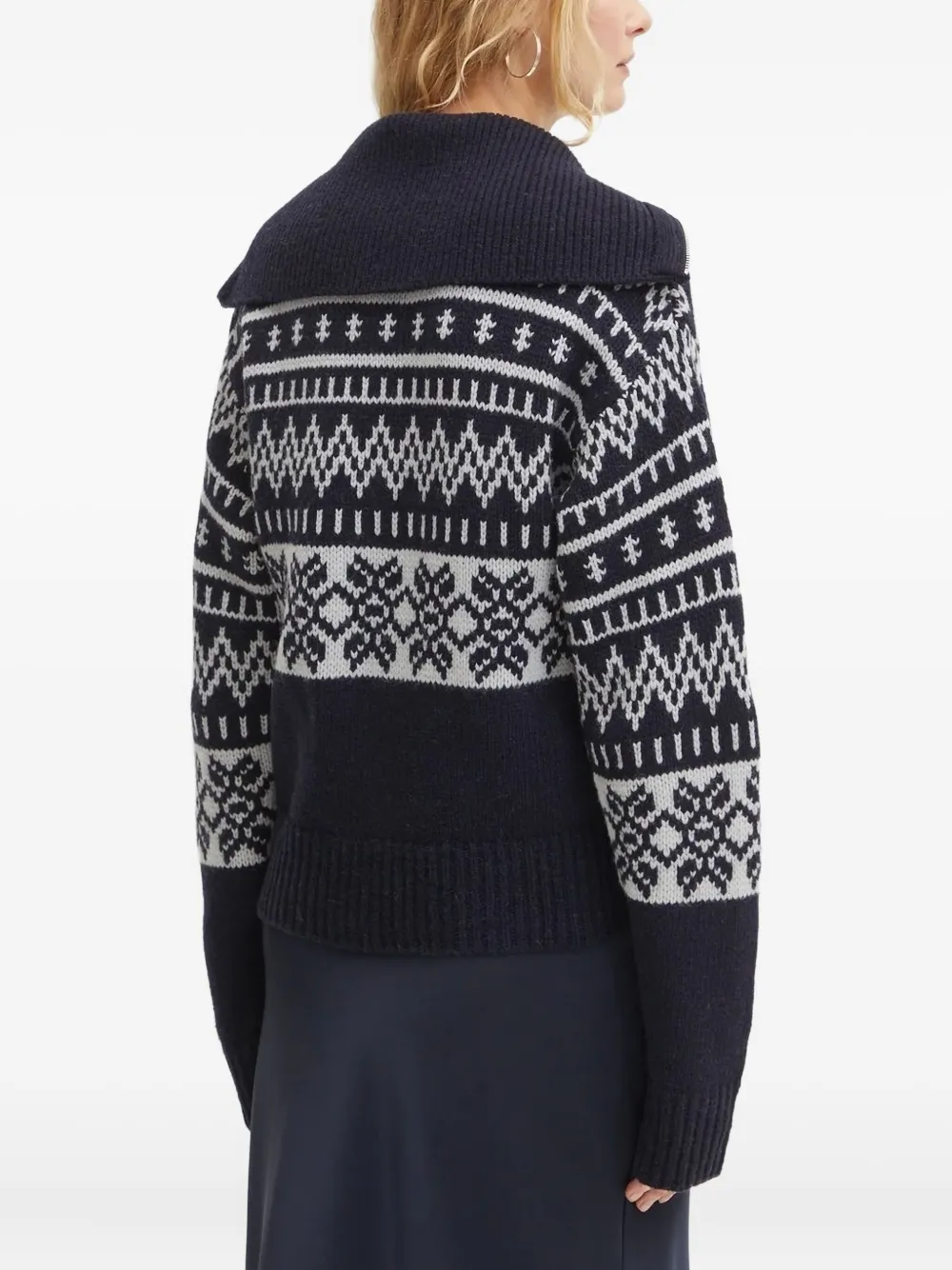 Samsoe & Samsoe Zip-up Fair-isle Cardigan In Blue