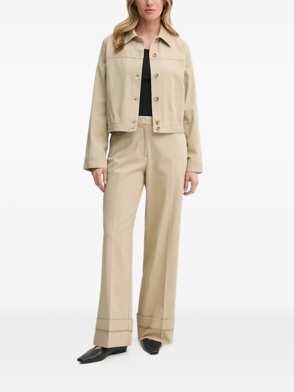SAMSOE Broek met wijde pijpen Beige