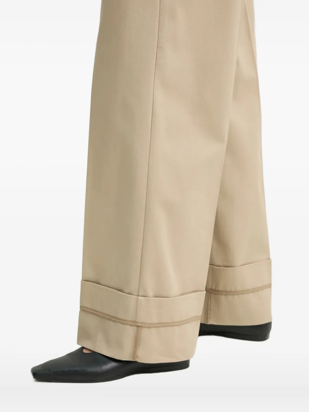 SAMSOE Broek met wijde pijpen Beige