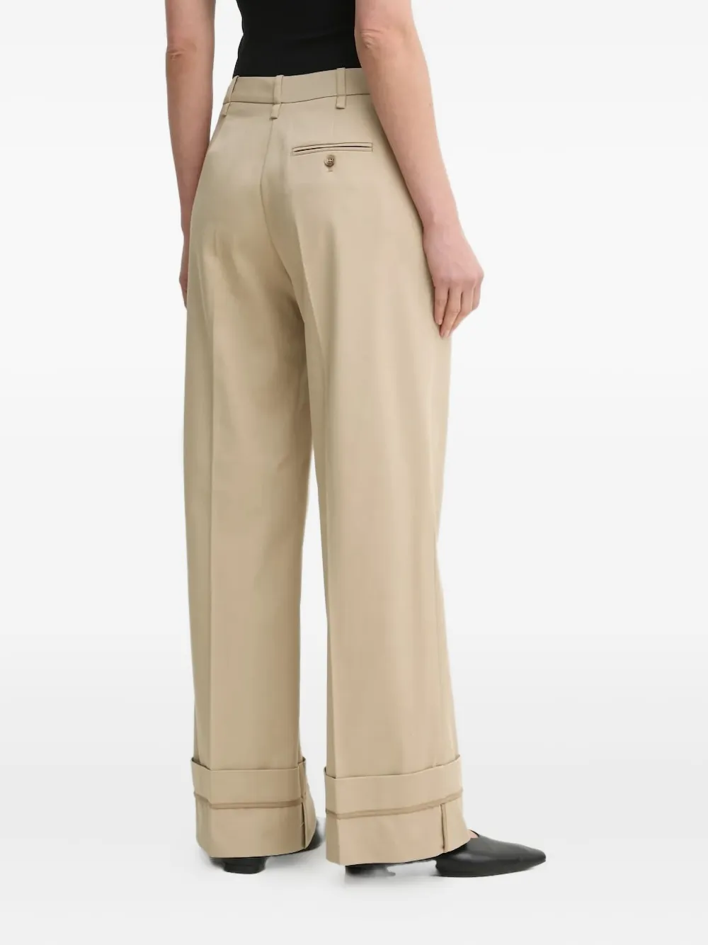 SAMSOE Broek met wijde pijpen Beige