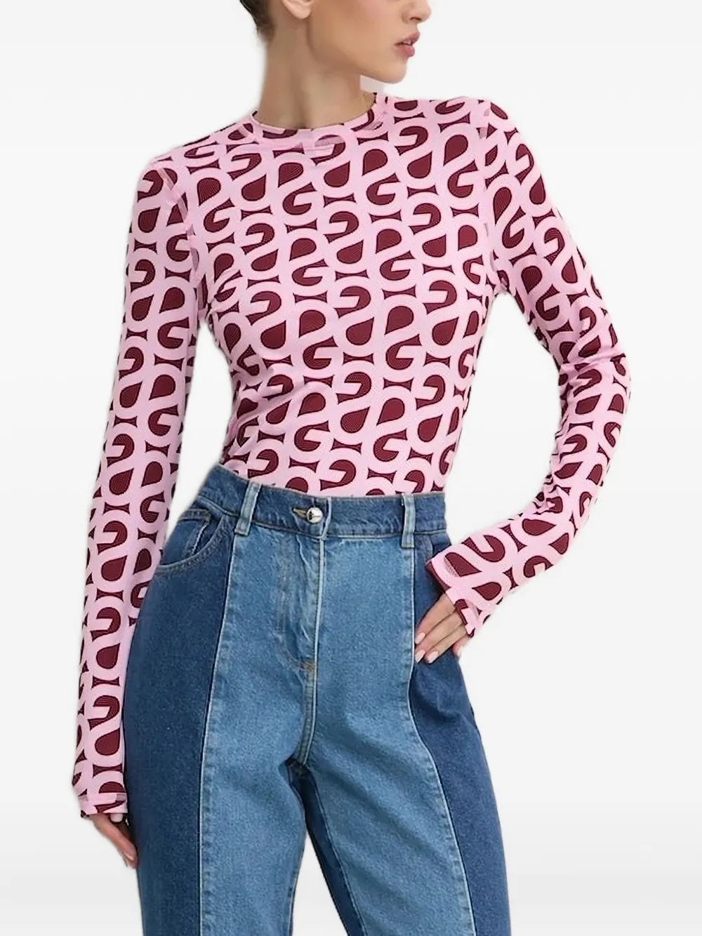Stine Goya logo-print long-sleeve T-shirt | Red | Image 1