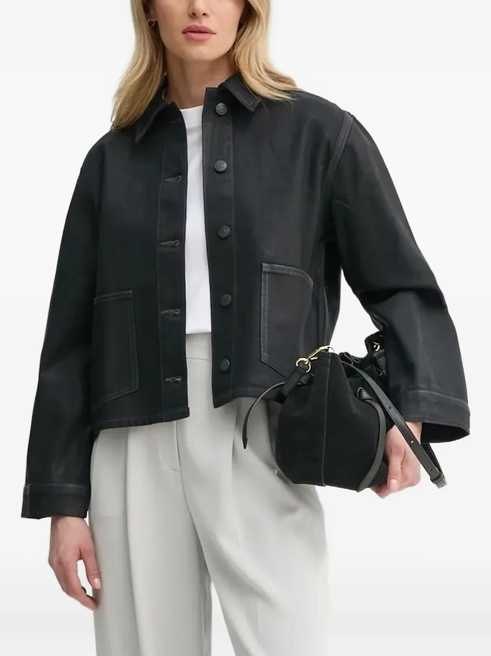 Samsoe & Samsoe Button-fastening Pocket Jacket In Black