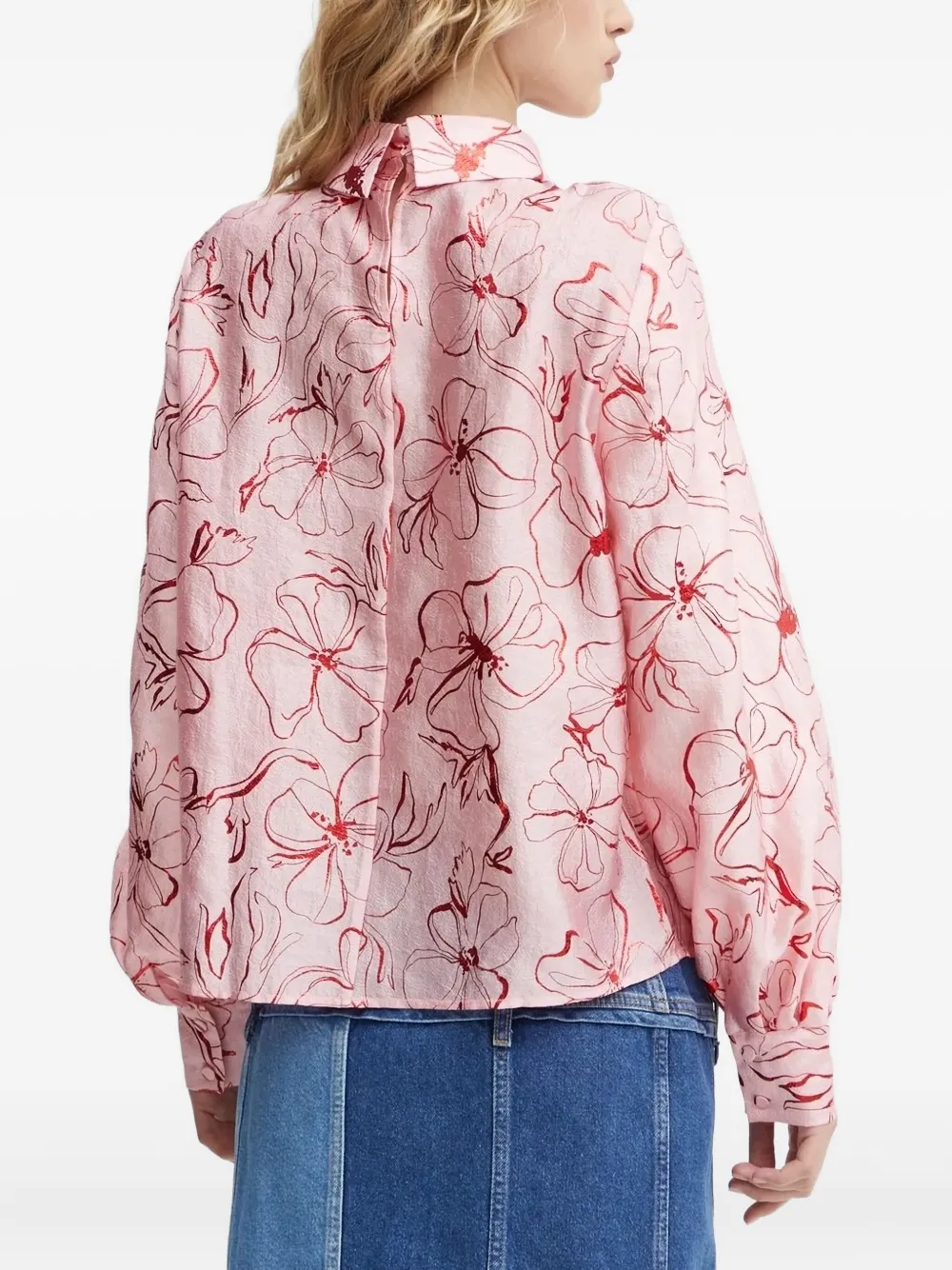 Stine Goya Floral-print Balloon-sleeve Blouse In Pink