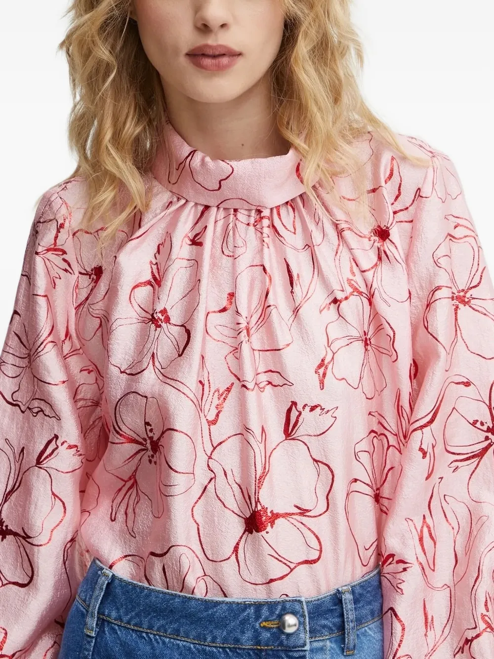 Stine Goya Blouse met ballonmouwen Roze