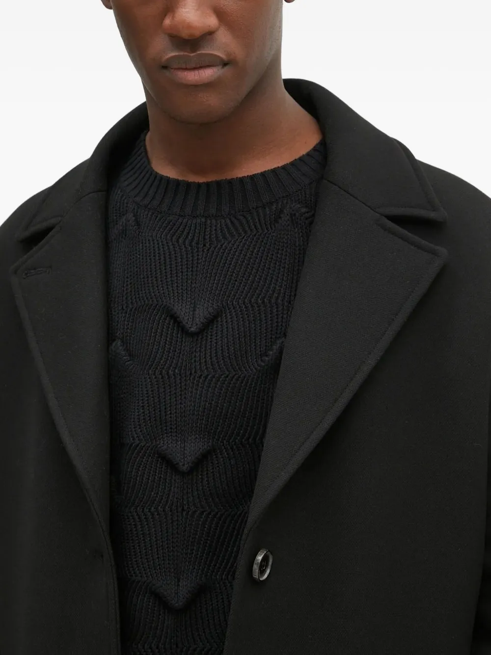 Won Hundred Single-breasted Longline Coat In Black