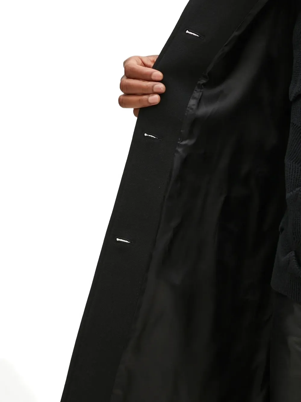 Won Hundred Single-breasted Longline Coat In Black