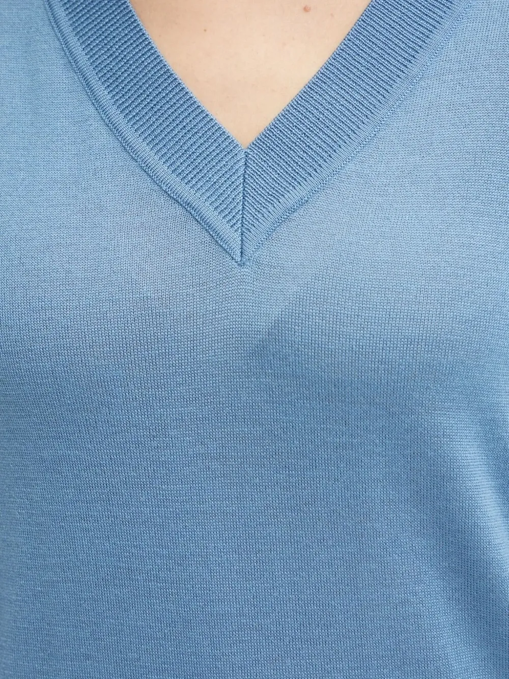 SAMSOE Top met V-hals Blauw