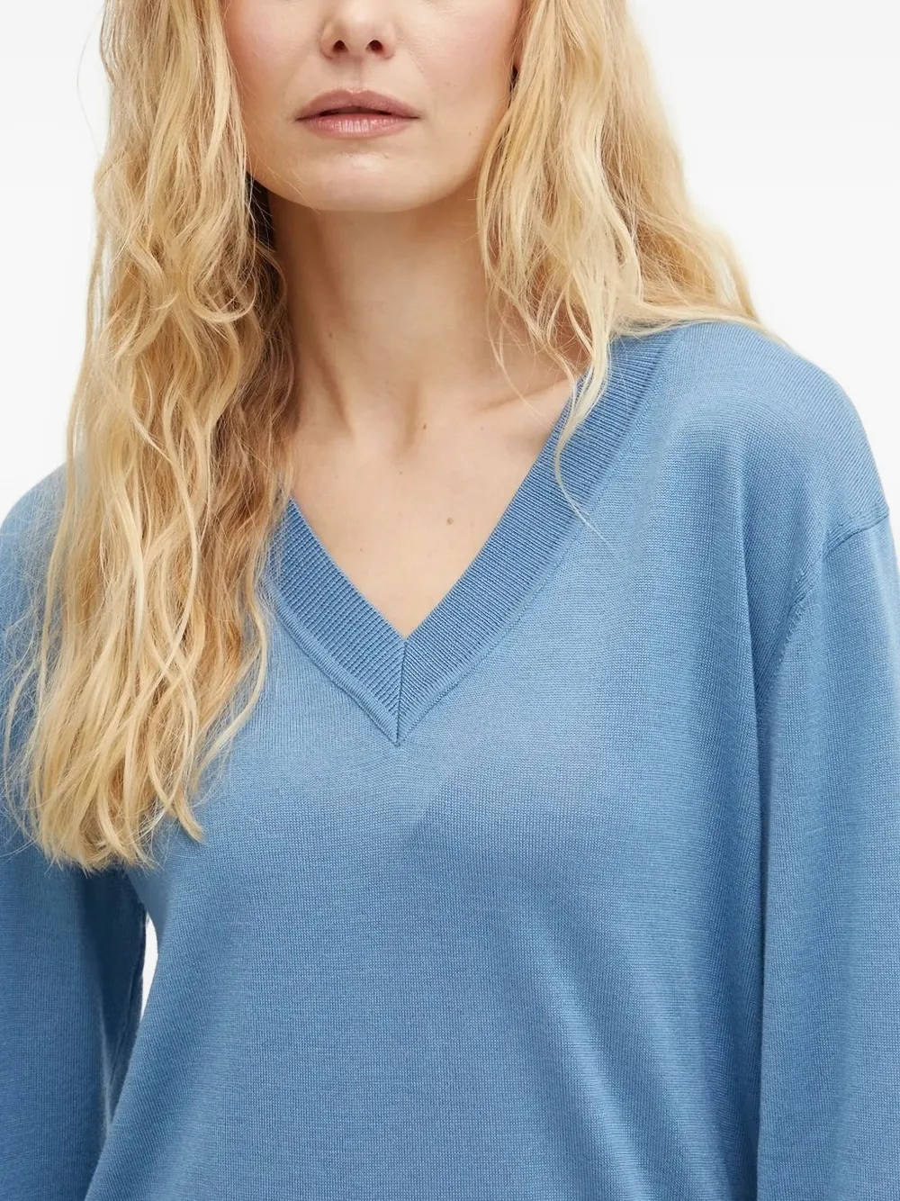 SAMSOE Top met V-hals Blauw