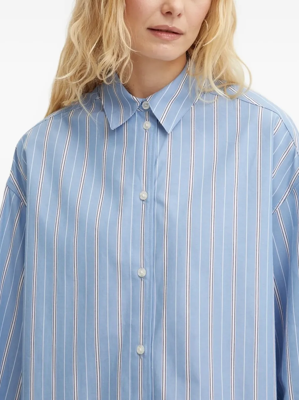 Samsoe & Samsoe Striped Button-fastening Shirt In Blue