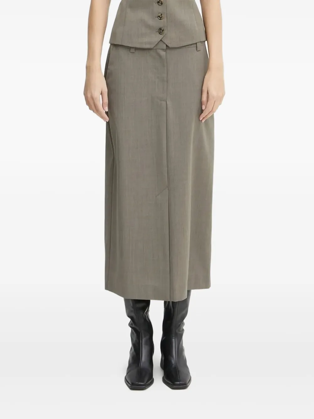 SAMSOE button-front midi skirt Grijs