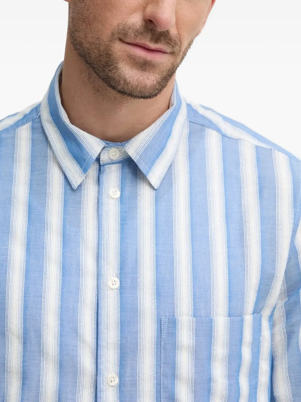 SAMSOE Gestreept overhemd Blauw
