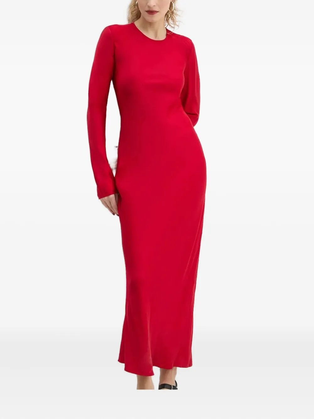 Samsoe & Samsoe Long Sleeve Midi Dress In Red