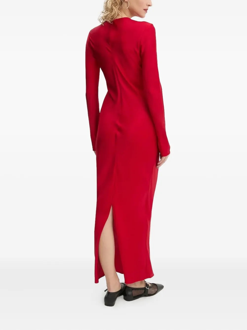 Samsoe & Samsoe Long Sleeve Midi Dress In Red