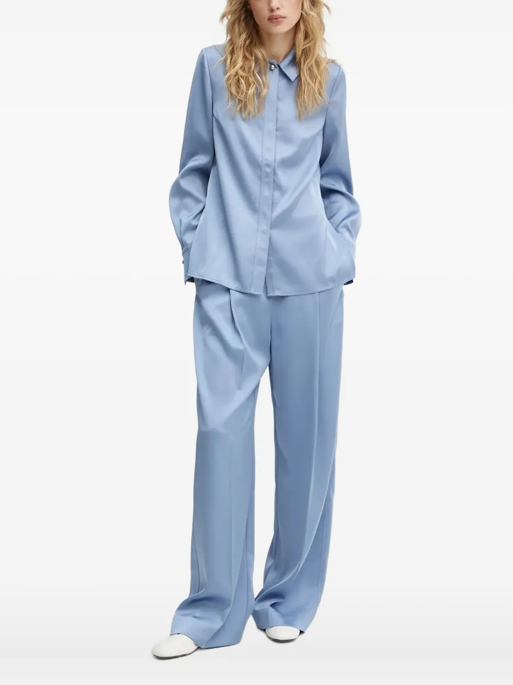Stine Goya Blouse met satijnen vlakken Blauw