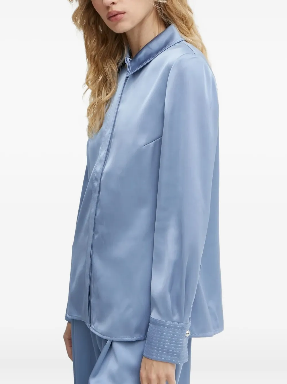 Stine Goya Blouse met satijnen vlakken Blauw