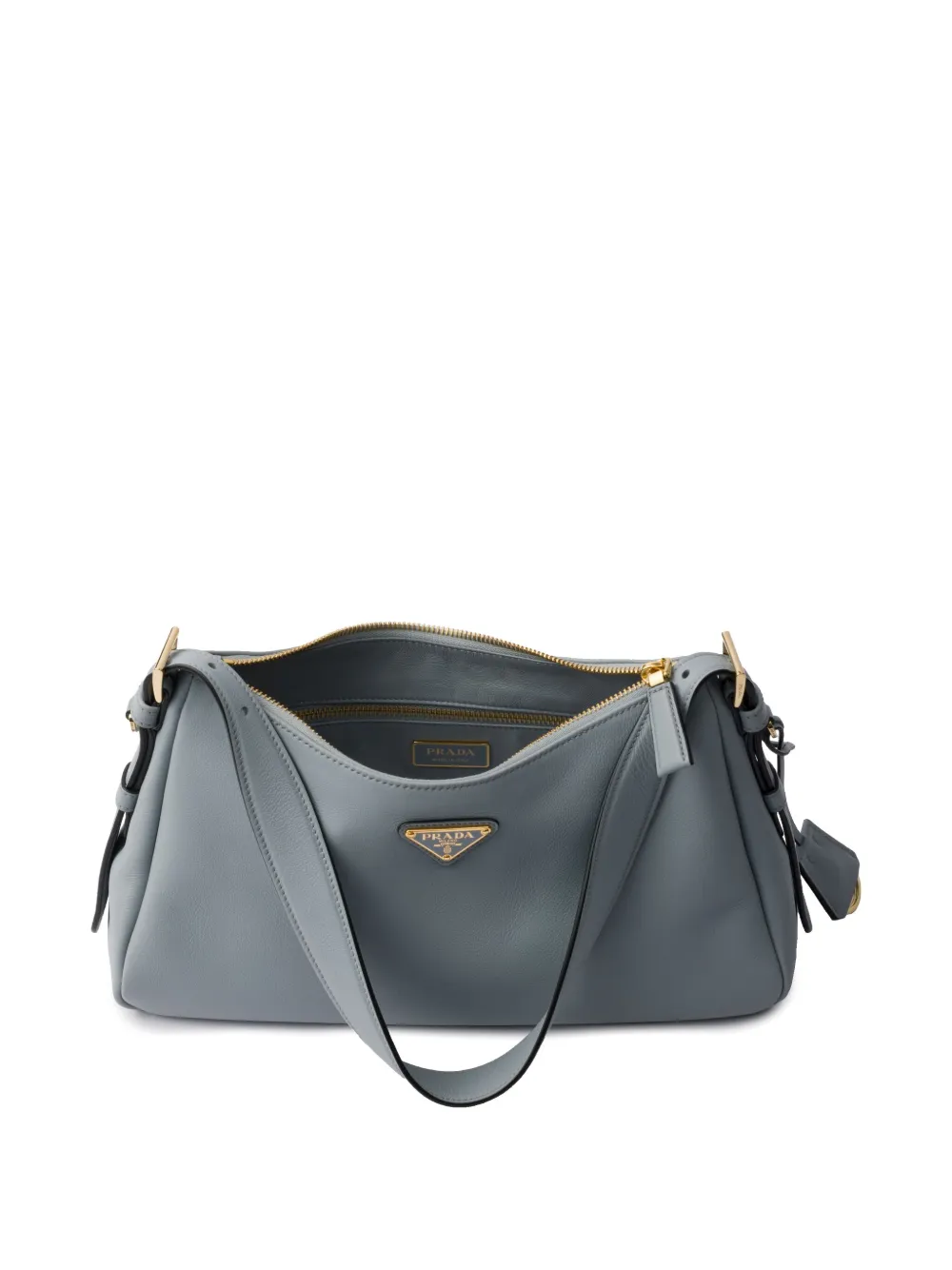Prada Aimée medium suède schoudertas Blauw