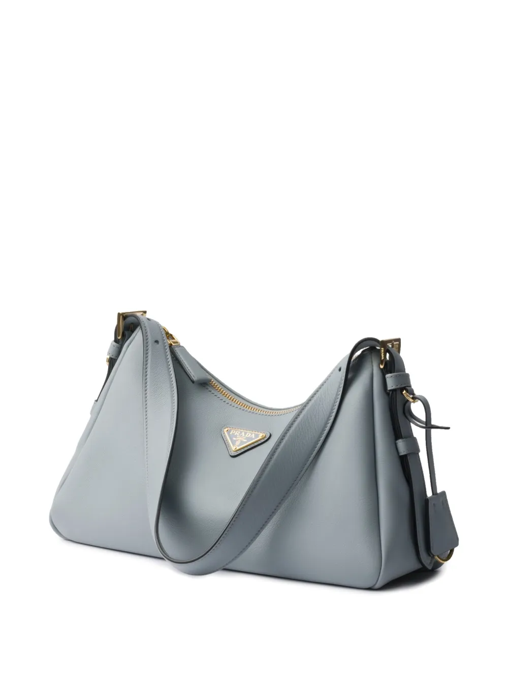 Prada Aimée medium suède schoudertas Blauw