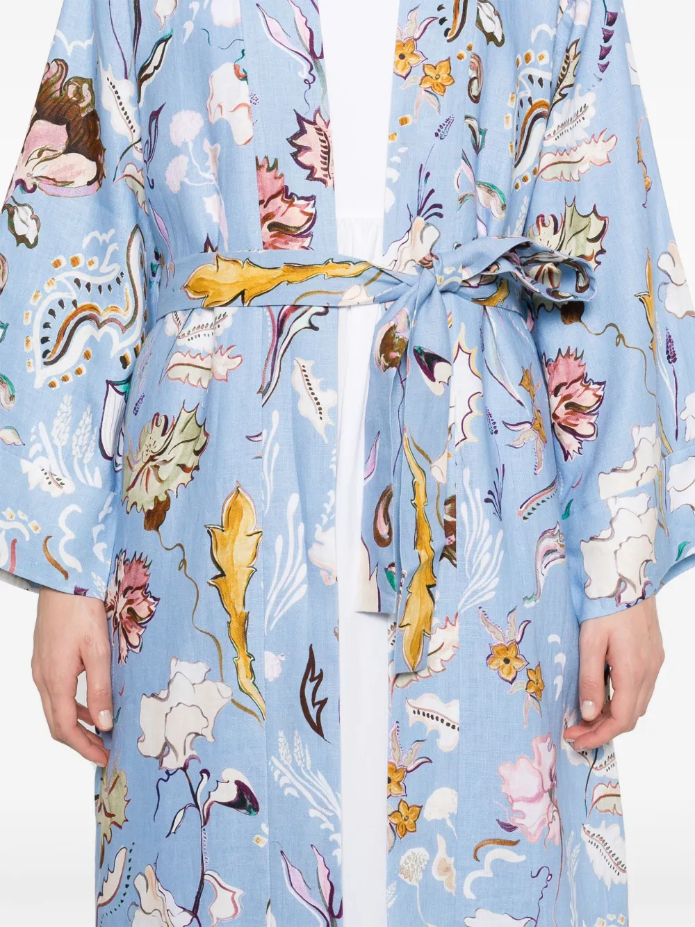 Shop Dorothee Schumacher Floral Power Coat In 蓝色