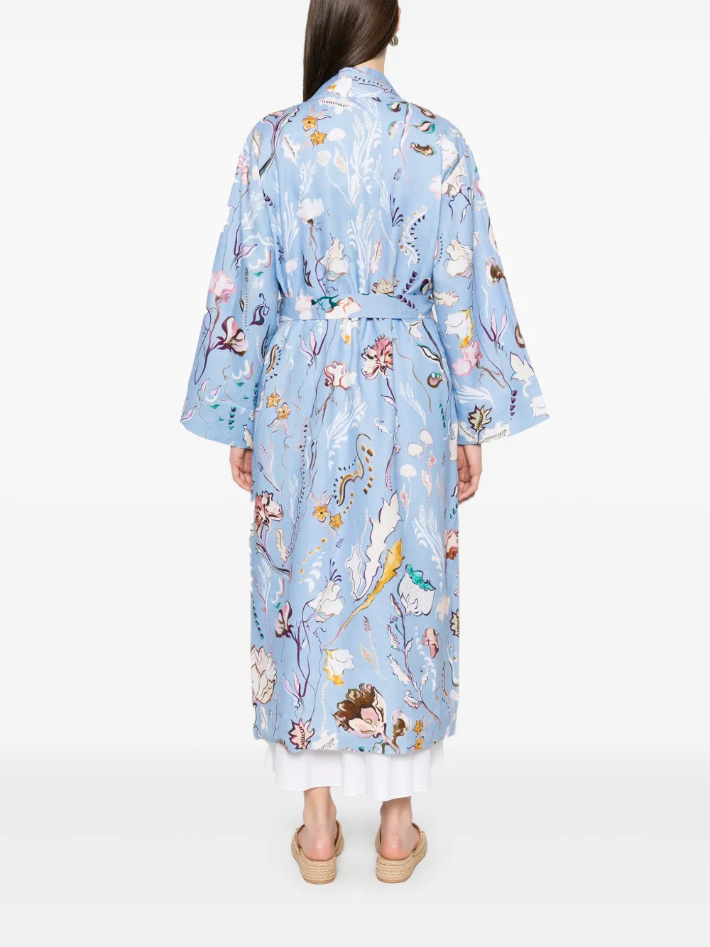 Shop Dorothee Schumacher Floral Power Coat In 蓝色