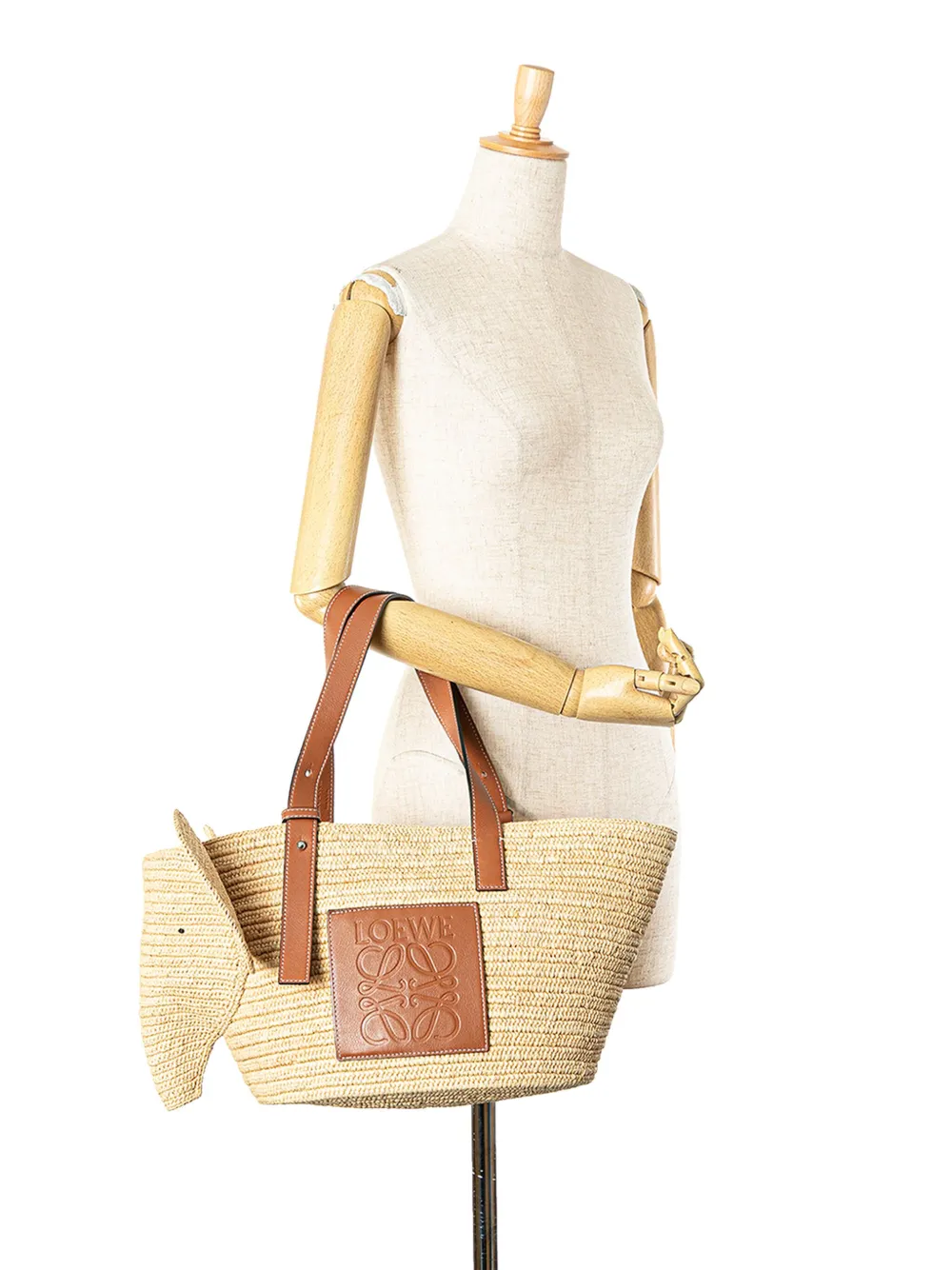 Loewe Pre-Owned 2021 Medium Raffia Elephant Basket Bag tote bag - Bruin