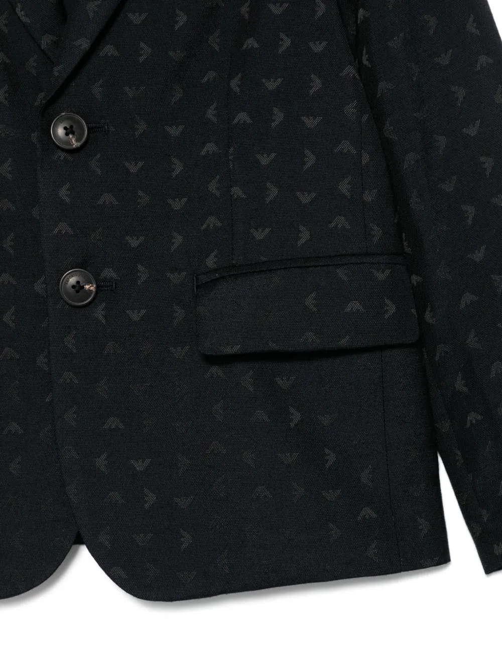 Emporio Armani Kids Blazer met logo jacquard Blauw