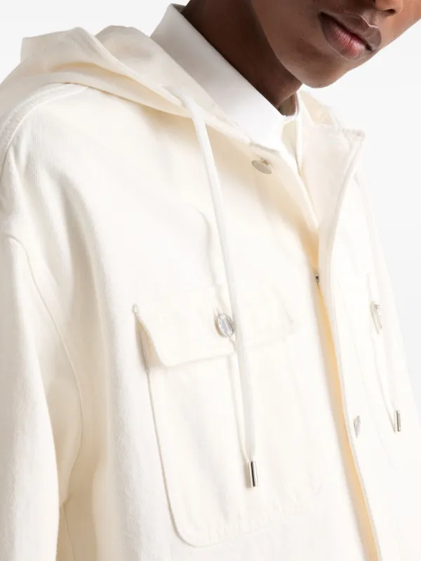 Prada Hooded Denim Shirt | White | FARFETCH