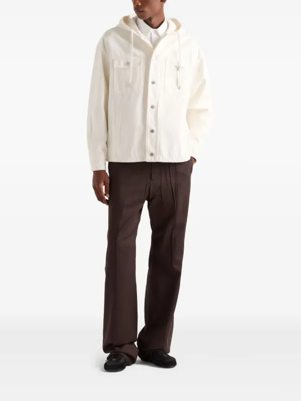 Prada Hooded Denim Shirt | White | FARFETCH