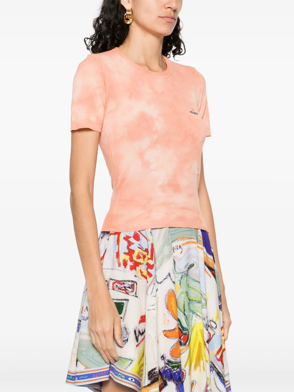 Shop Vivienne Westwood Orb-embroidered T-shirt