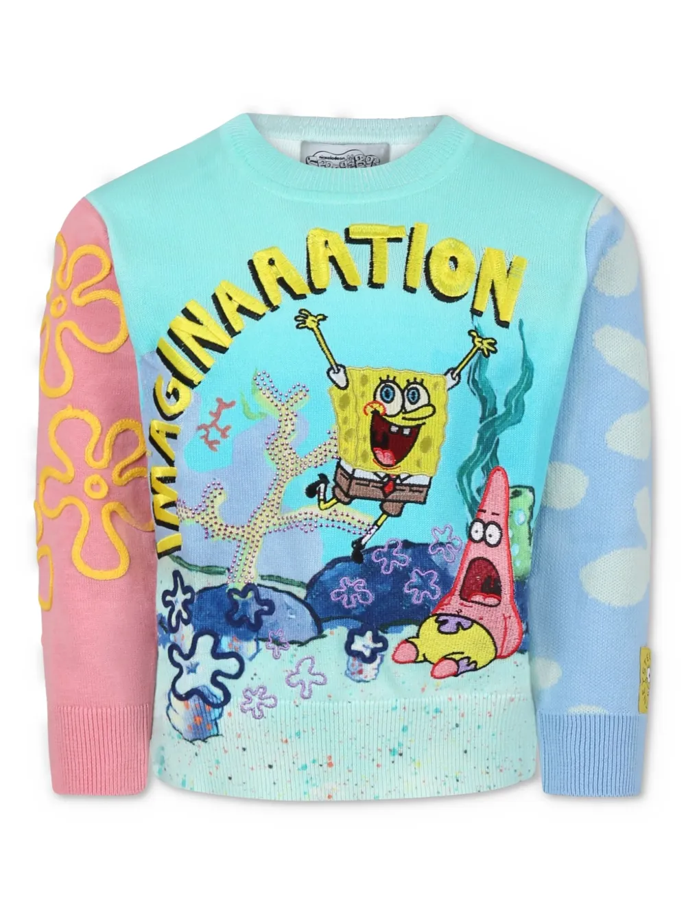 Stella McCartney Kids x SpongeBob SquarePants trui met ronde hals en borduurwerk Blauw