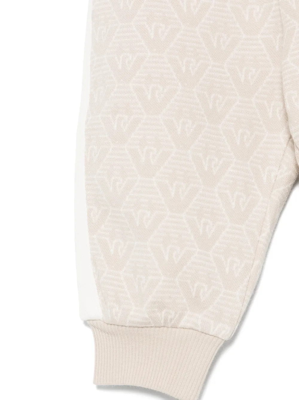 Emporio Armani Kids Jersey trainingsbroek met logo-jacquard Beige